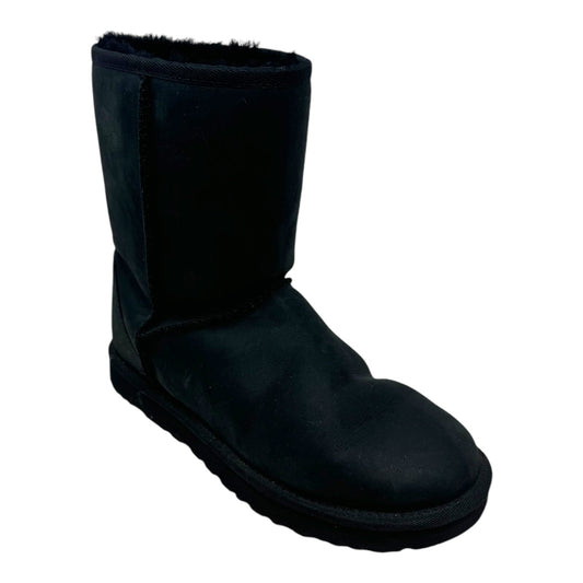 Classic Short Boots Leather Water Resistant Designer By Ugg In Black, Size: 10