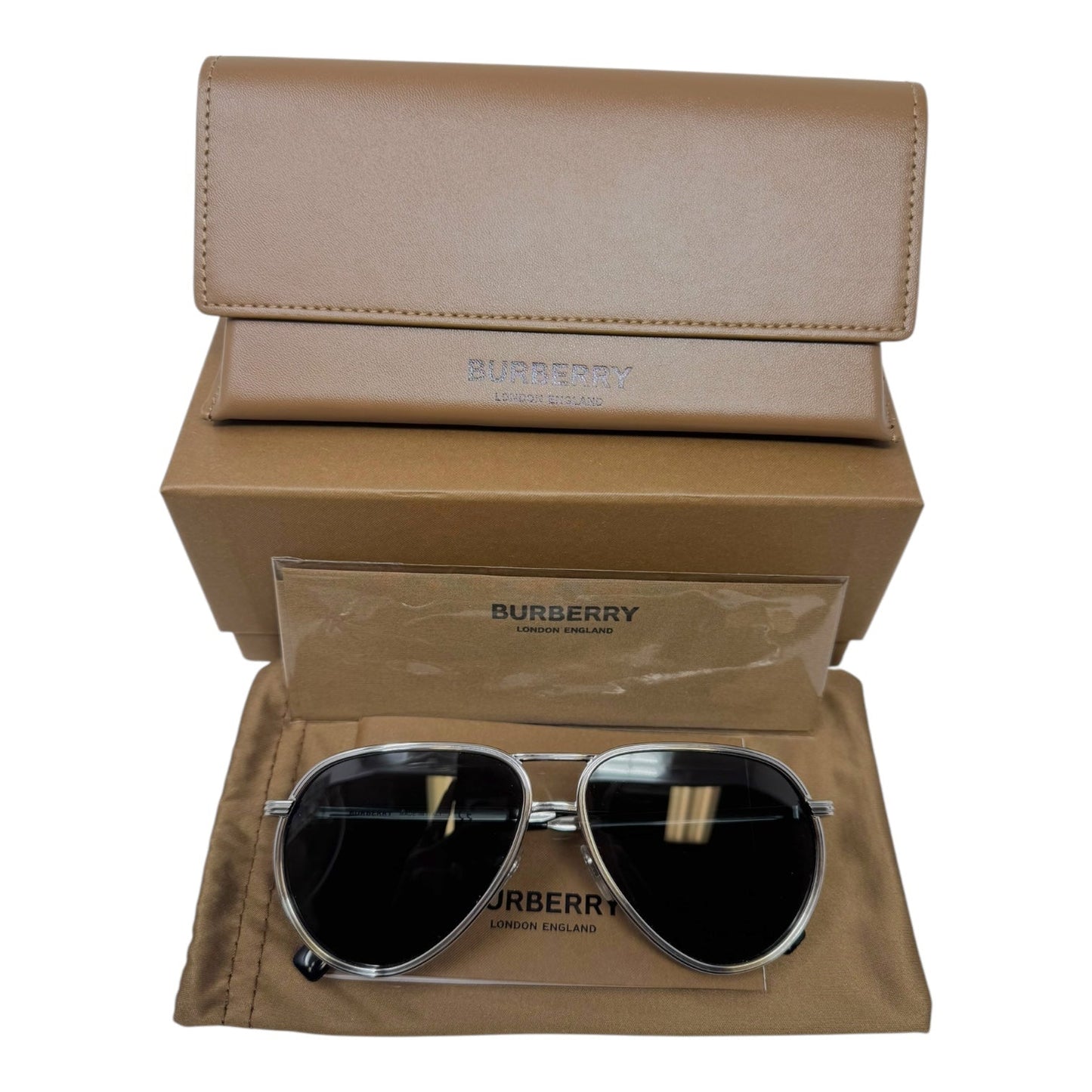 Scott Silver Aviator B3135 Sunglasses Luxury Designer By Burberry