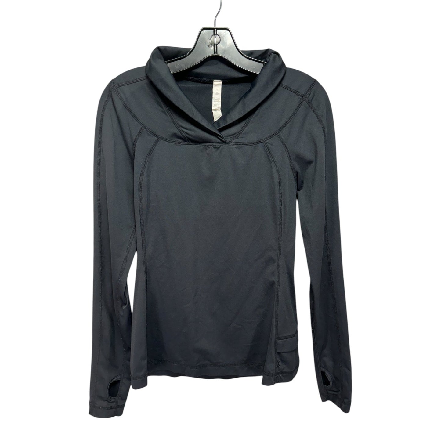 Athletic Top Long Sleeve Collar By Lululemon In Black, Size: 6