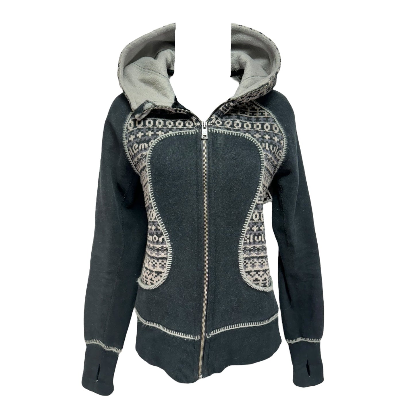 Special Edition Scuba Hooded Athletic Jacket By Lululemon In Fair Isle Knit, Size: 6