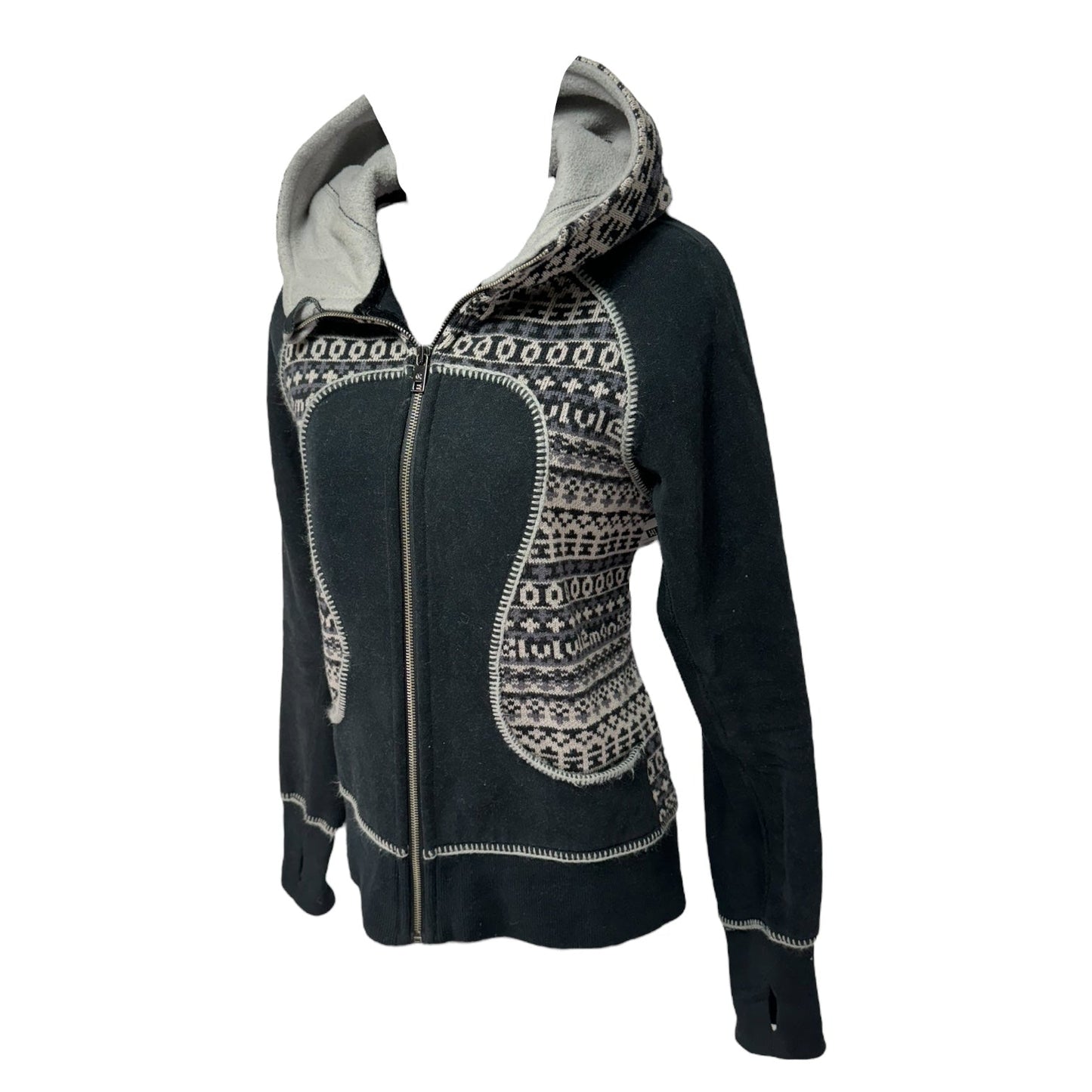 Special Edition Scuba Hooded Athletic Jacket By Lululemon In Fair Isle Knit, Size: 6