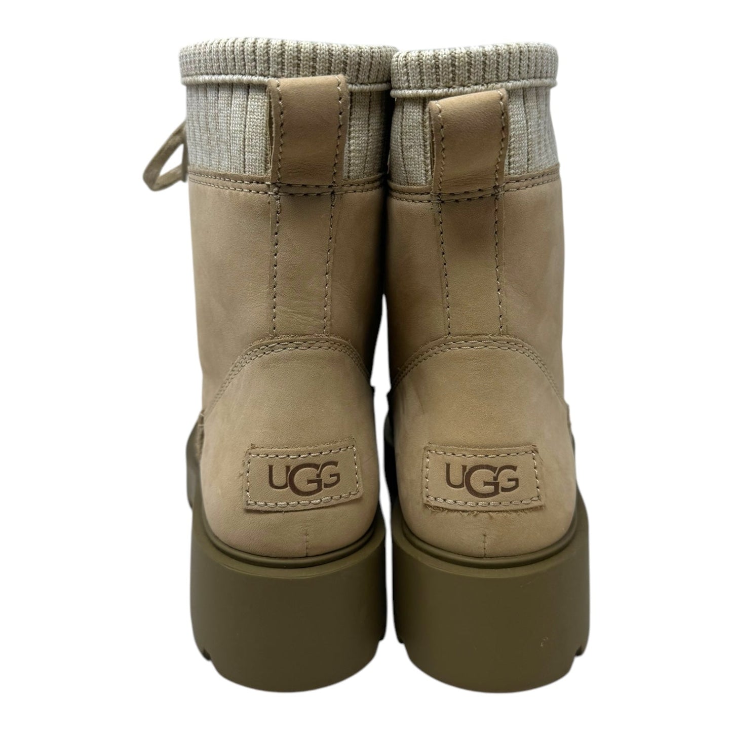 Ballard Lace Up Boots Designer By Ugg In Beige, Size: 6.5