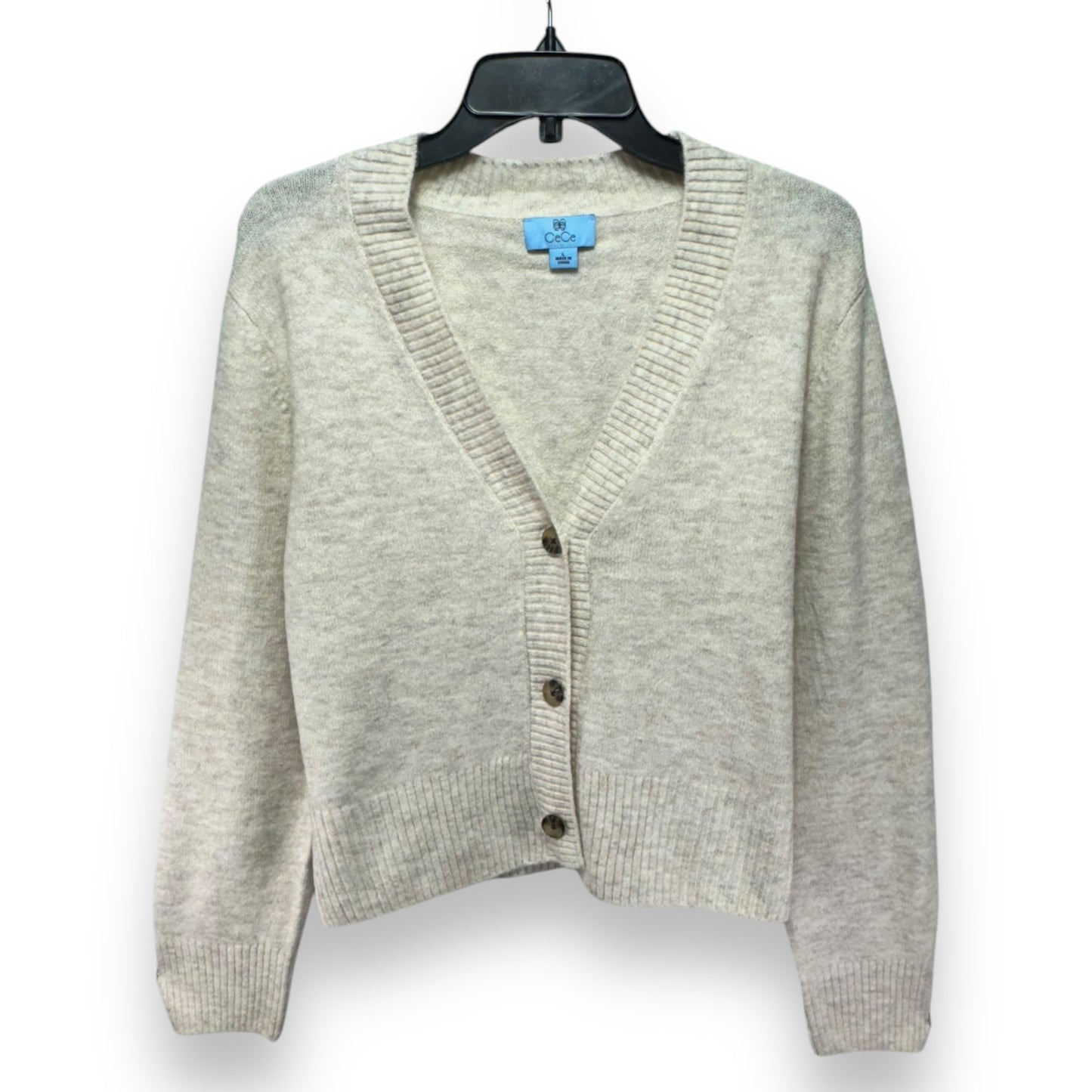 Sweater Cardigan By Cece In Cream, Size: L