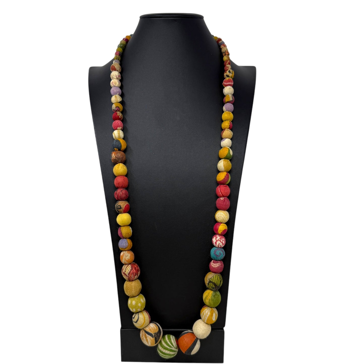 Large Beaded Kantha Necklace By Unbranded