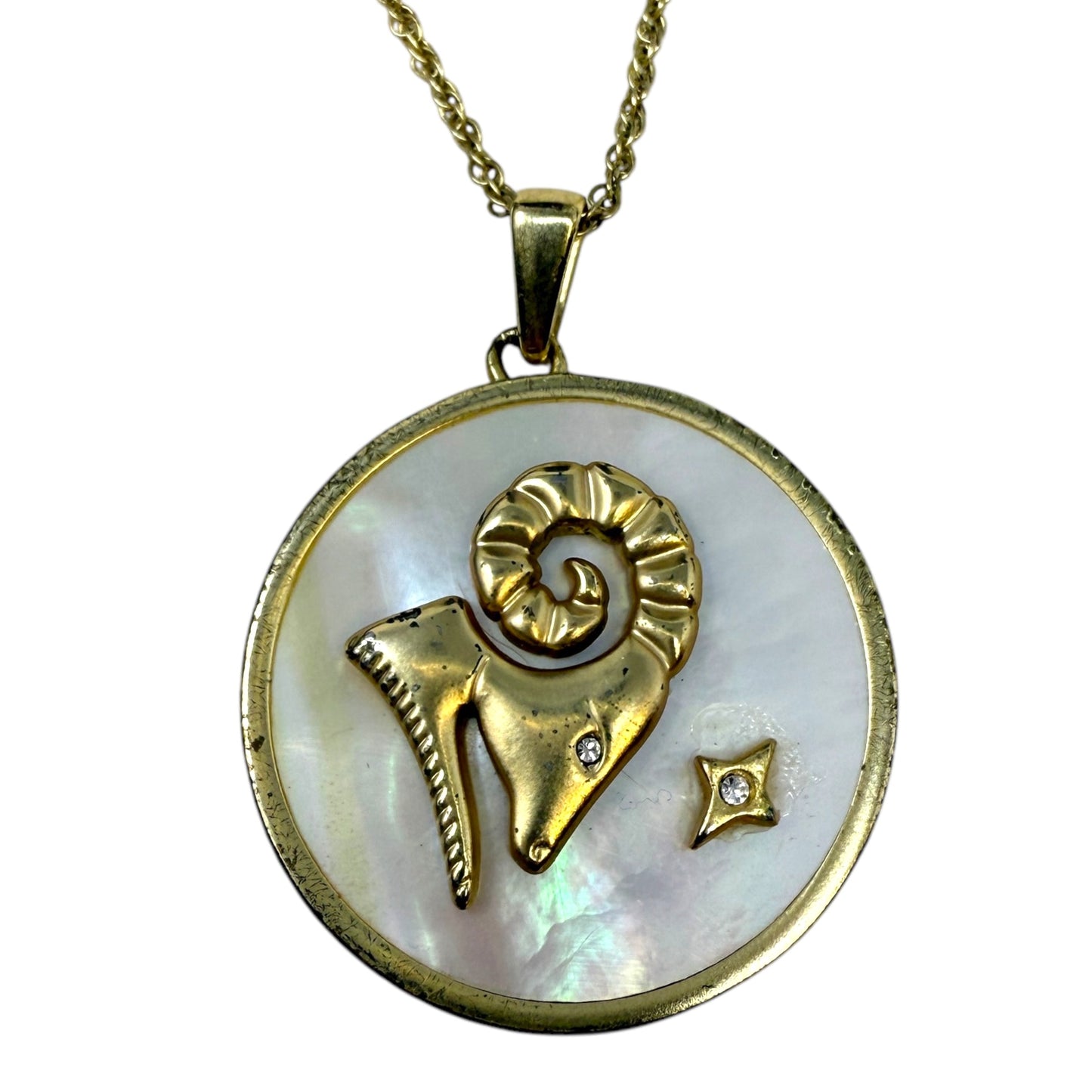 Gold Plated Sea La Vie 28" ARIES Mother Of Pearl Pendant Necklace By Spartina