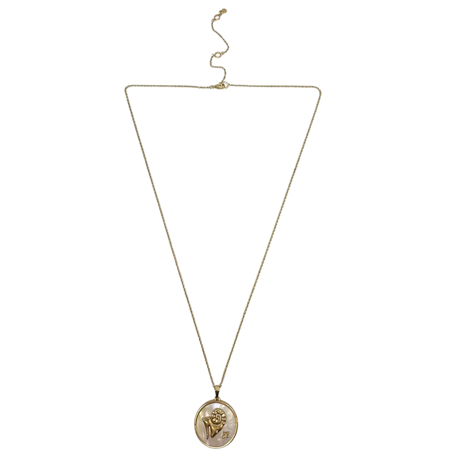 Gold Plated Sea La Vie 28" ARIES Mother Of Pearl Pendant Necklace By Spartina