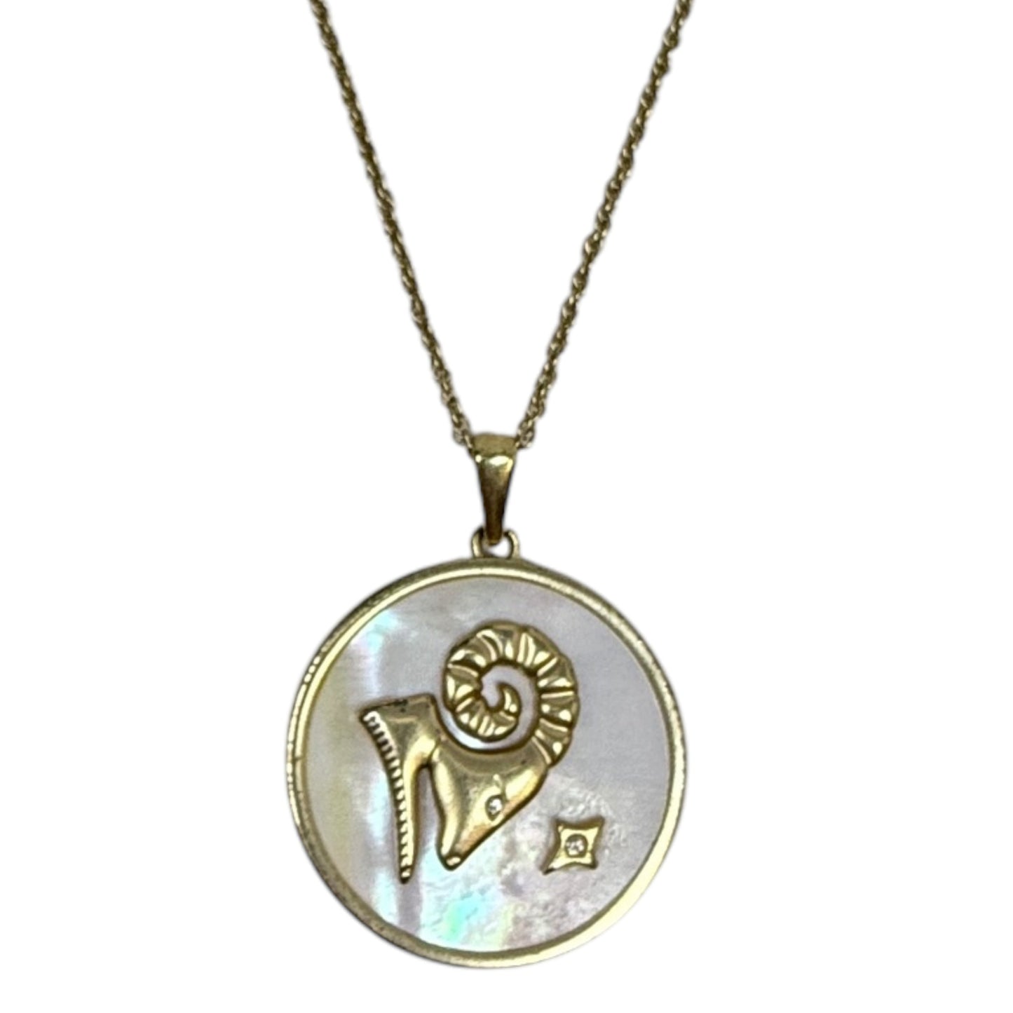 Gold Plated Sea La Vie 28" ARIES Mother Of Pearl Pendant Necklace By Spartina