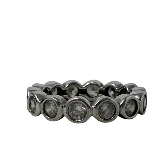 CZ & Sterling Silver Eternity Ring By Unbranded, Size: 5