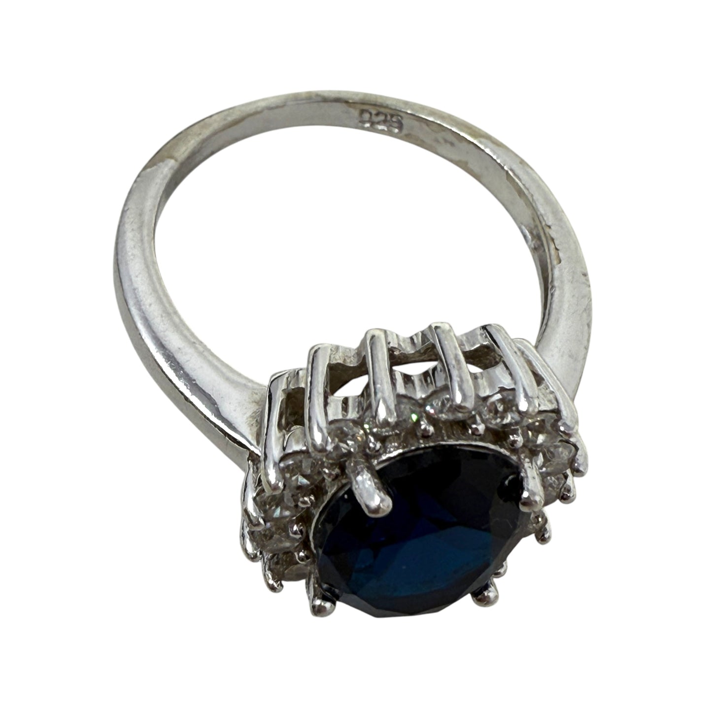 Simulated Sapphire & Swarovski Zirconia Sterling Silver Princess Diana Ring  By Unbranded, Size: 6.5