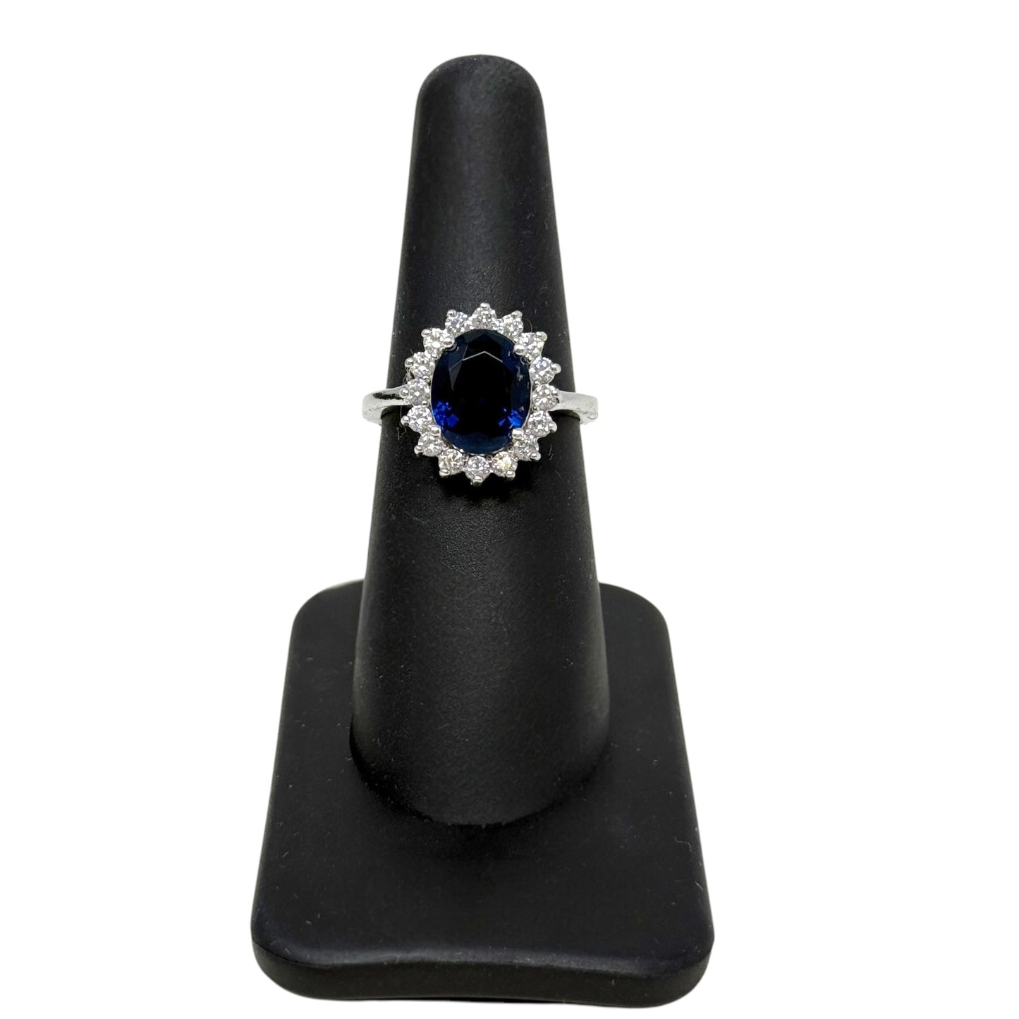 Simulated Sapphire & Swarovski Zirconia Sterling Silver Princess Diana Ring  By Unbranded, Size: 6.5