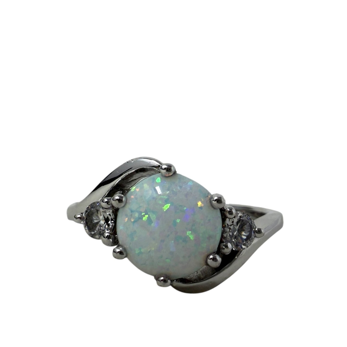 Simulated Fire Opal & Sterling Silver Accent Ring By Unbranded, Size: 7.5