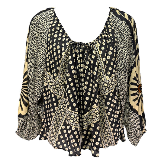 Elena Printed Top By Free People In Black & Cream, Size: M