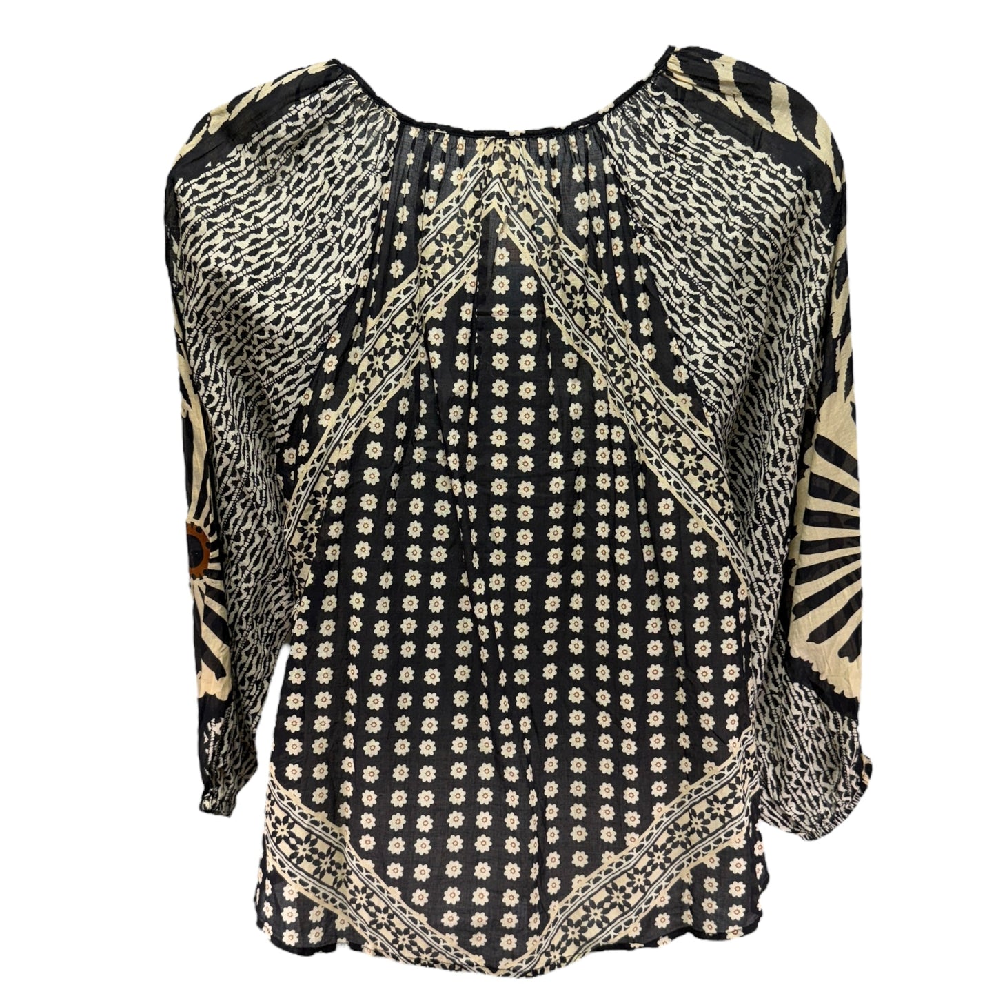 Elena Printed Top By Free People In Black & Cream, Size: M