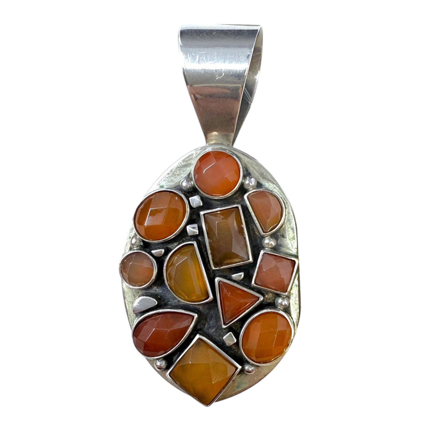 Sterling & Multi Stone Large Pendant By DTR