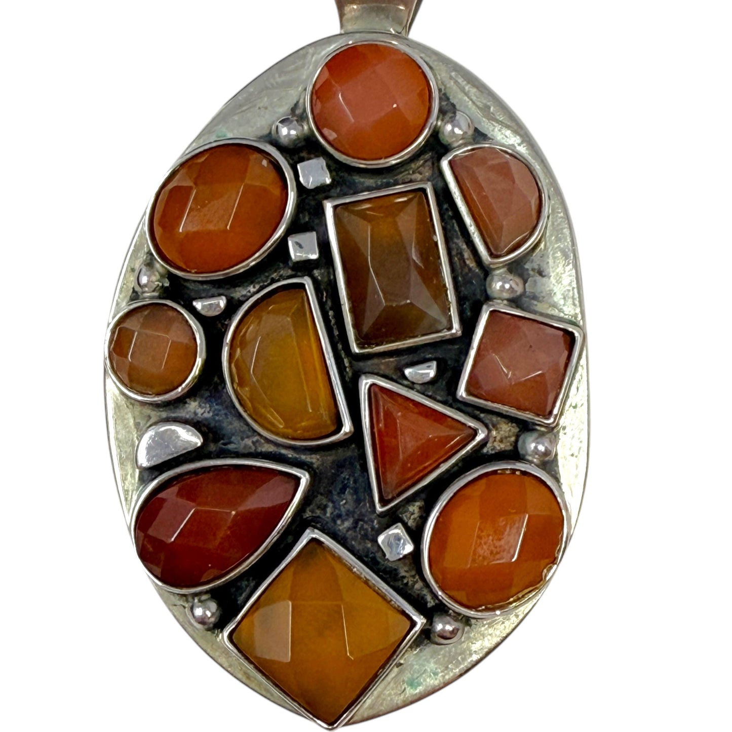 Sterling & Multi Stone Large Pendant By DTR