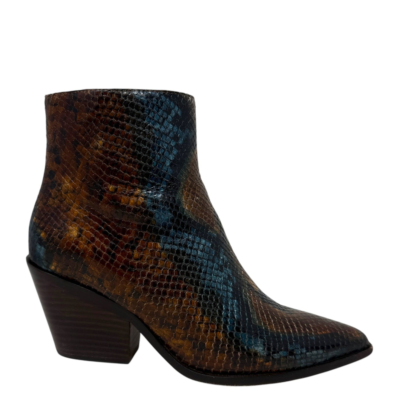 Libby Bootie By Paige In Brown & Blue Multi Snakeskin Print, Size: 6.5