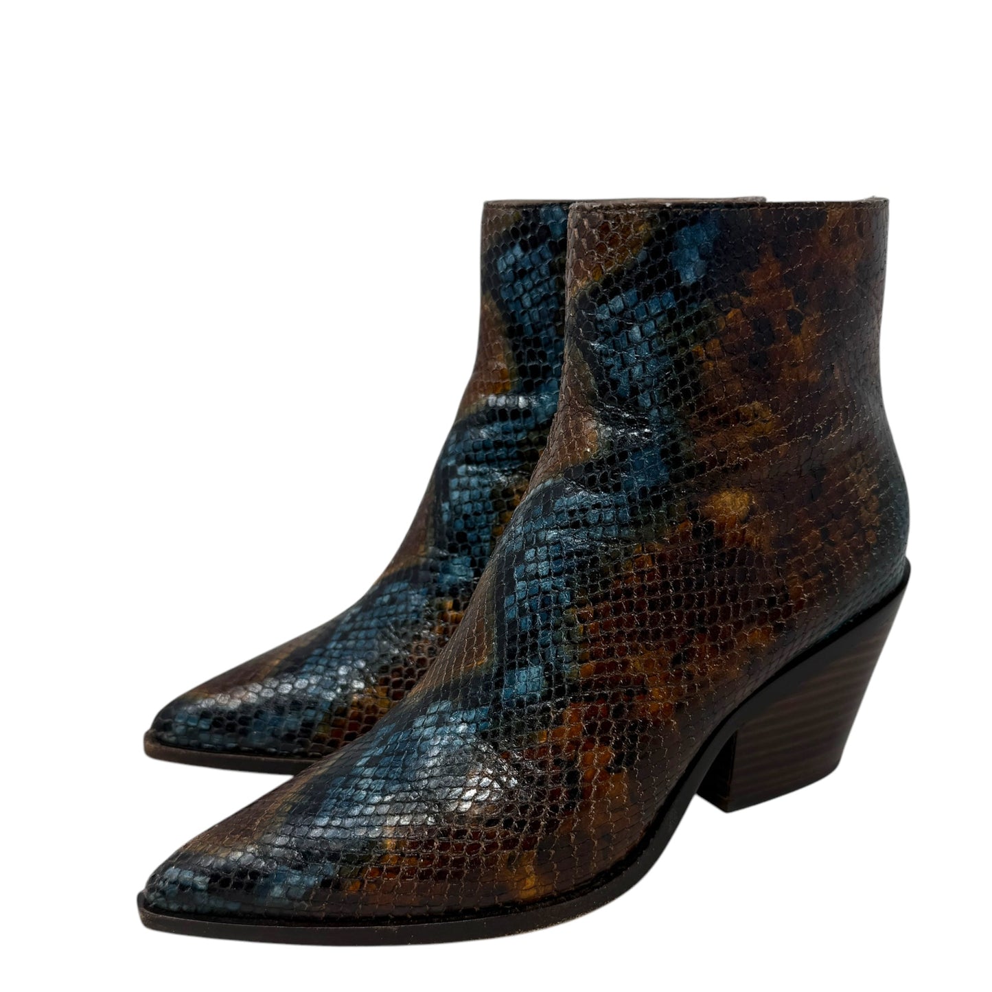 Libby Bootie By Paige In Brown & Blue Multi Snakeskin Print, Size: 6.5