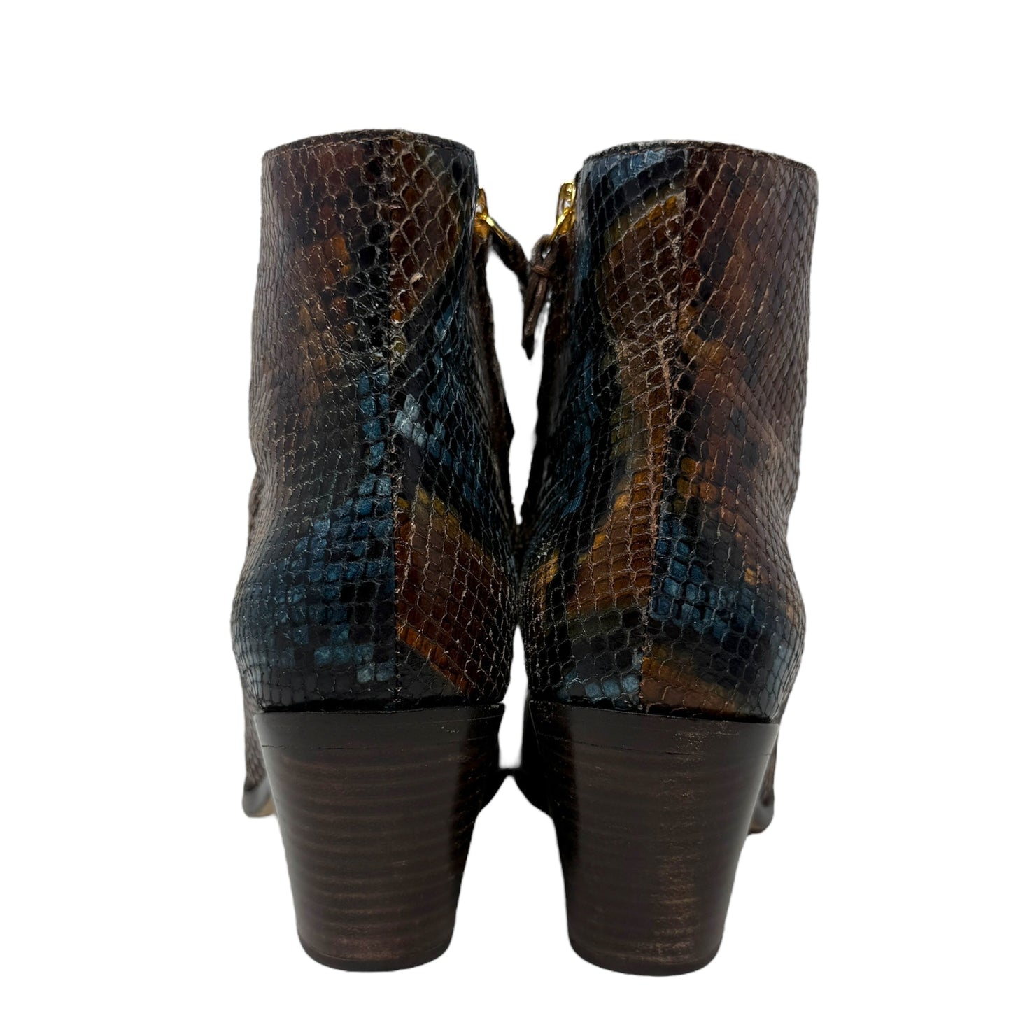 Libby Bootie By Paige In Brown & Blue Multi Snakeskin Print, Size: 6.5