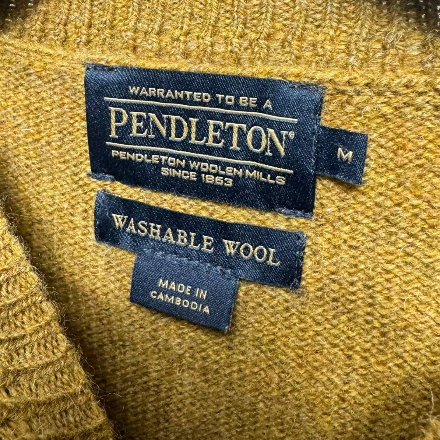 Washable Shetland Wool Sweater By Pendleton In Gold, Size: M