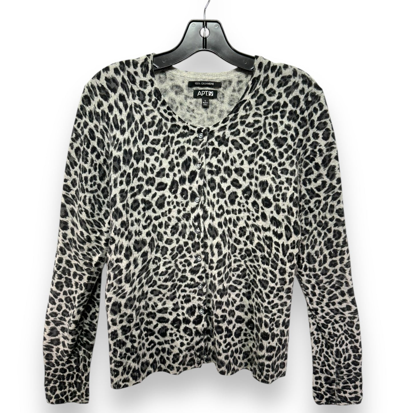 Sweater Cardigan Cashmere By Apt 9 In Animal Print, Size: L