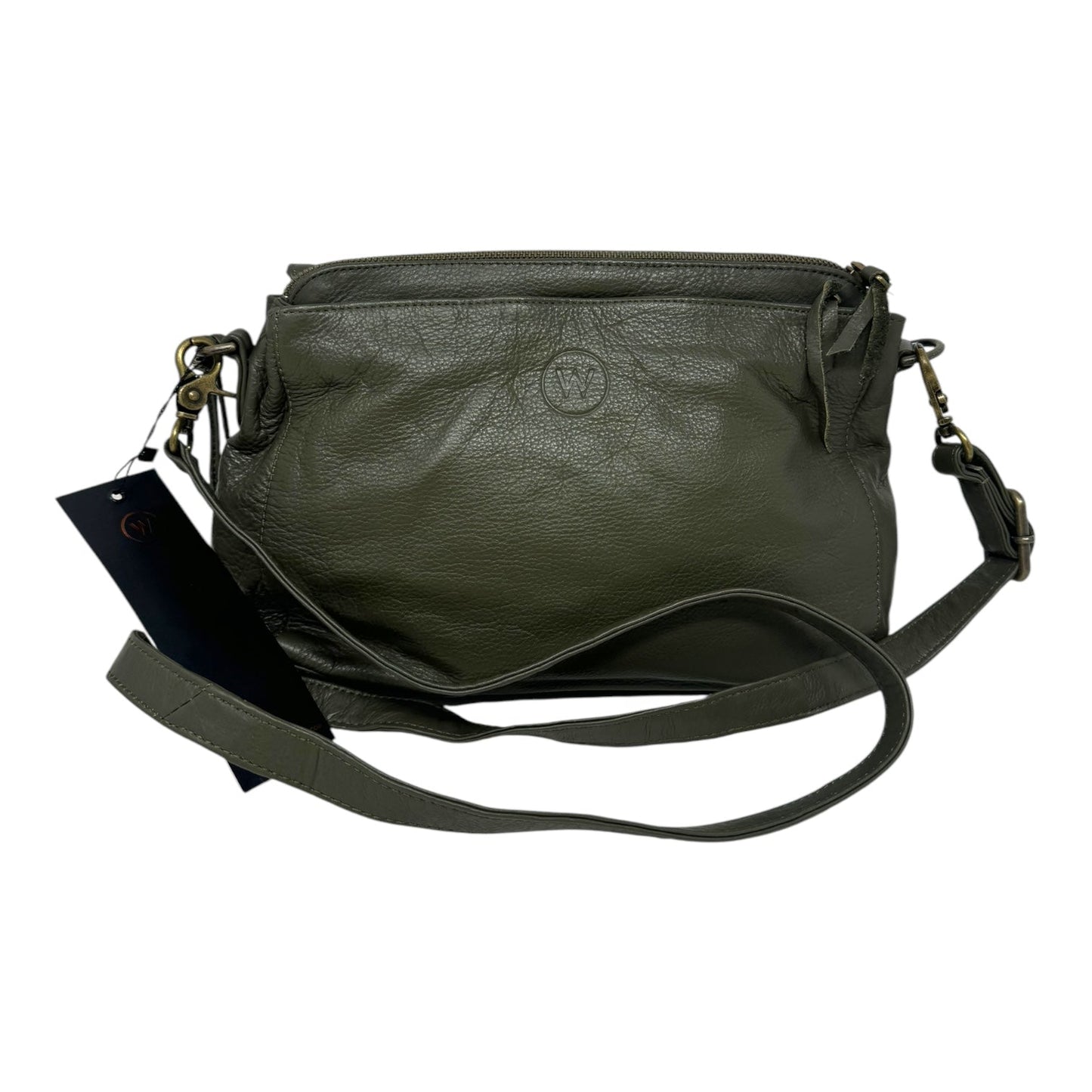 The Trieste Grande Leather Crossbody By Wanderers In Olive, Size: Medium