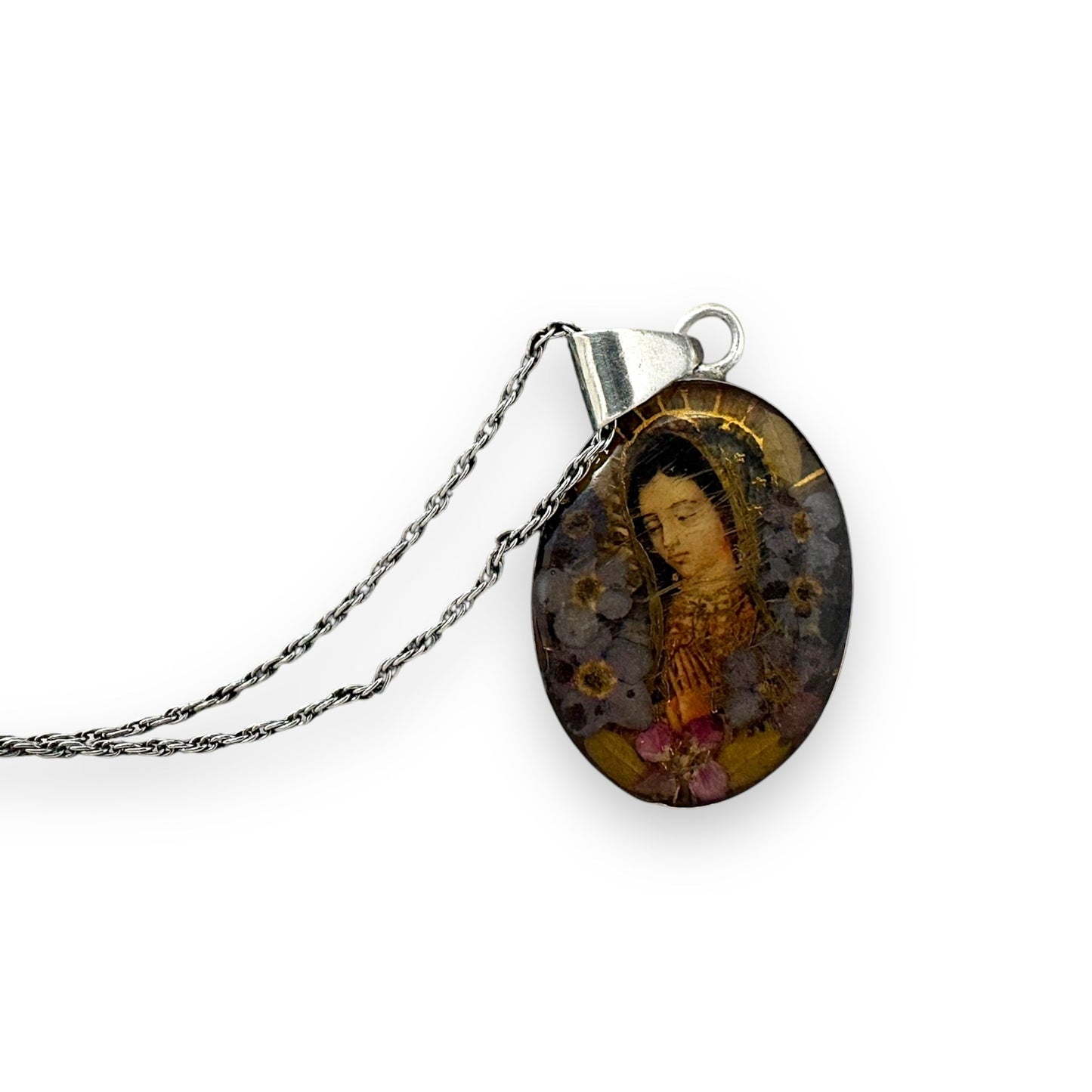 Sterling Silver Our Lady Of Guadalupe Pendant Necklace By Unbranded