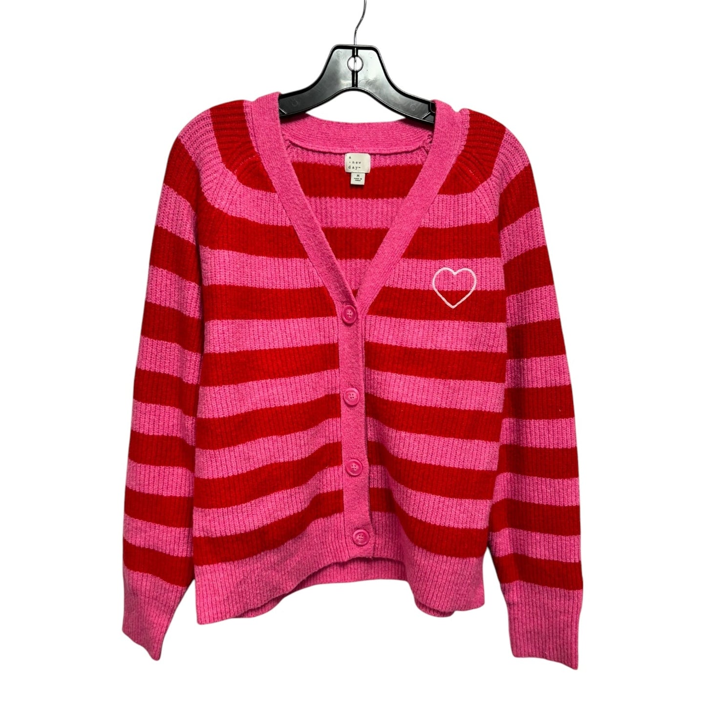 Heart Sweater By A New Day In Striped Pattern, Size: M