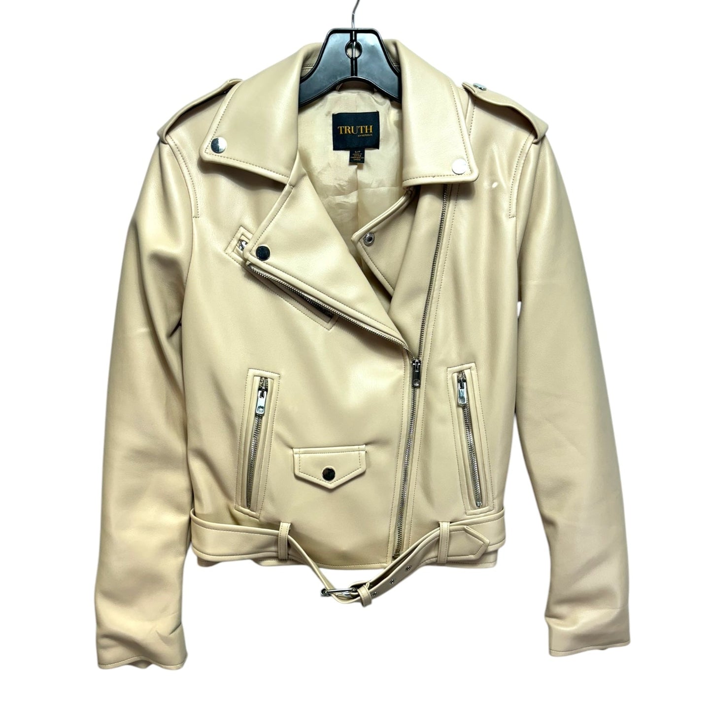 Jacket Moto By Truth In Cream, Size: S