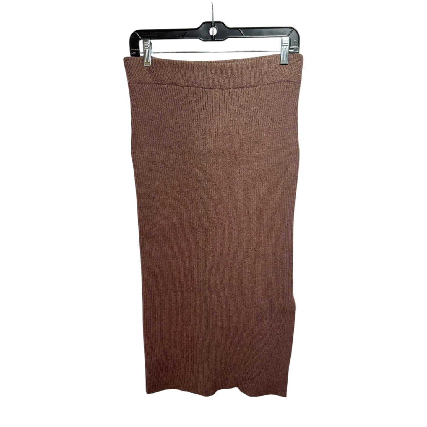 Ribbed Knit Skirt Maxi By Nest In Brown, Size: M