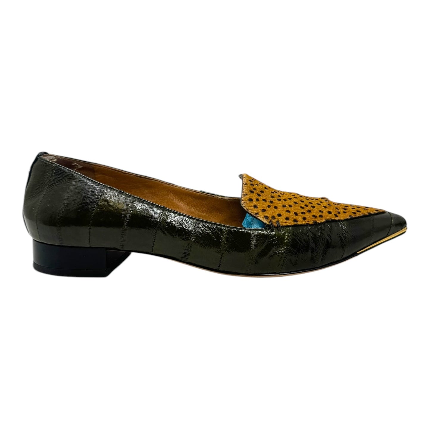 Lila 20 mm Loafers Designer By Tory Burch In Haircalf Printed & Eel Leather, Size: 7