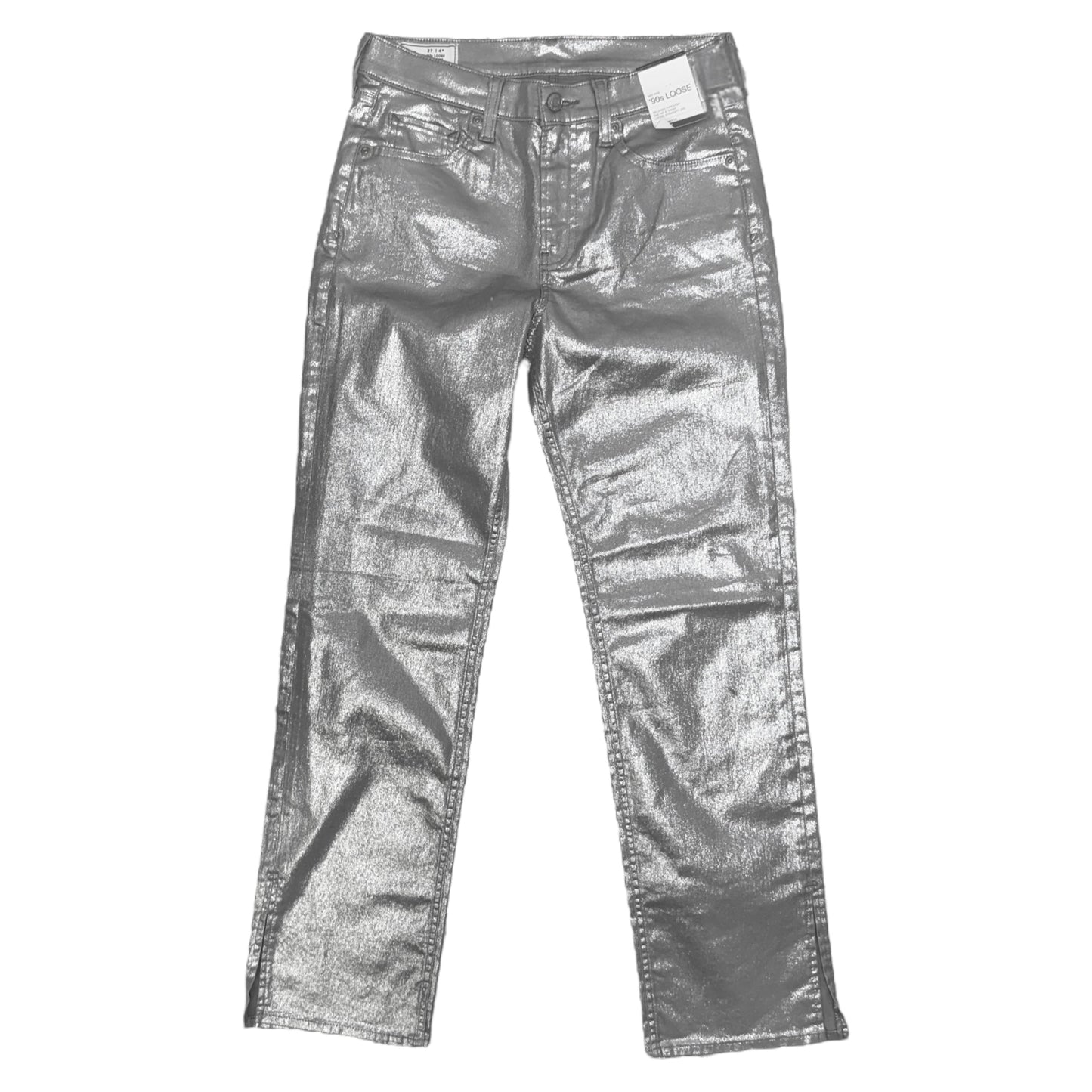 Mid Rise Metallic '90s Loose Straight Leg Jeans By Gap In Silver, Size: 4