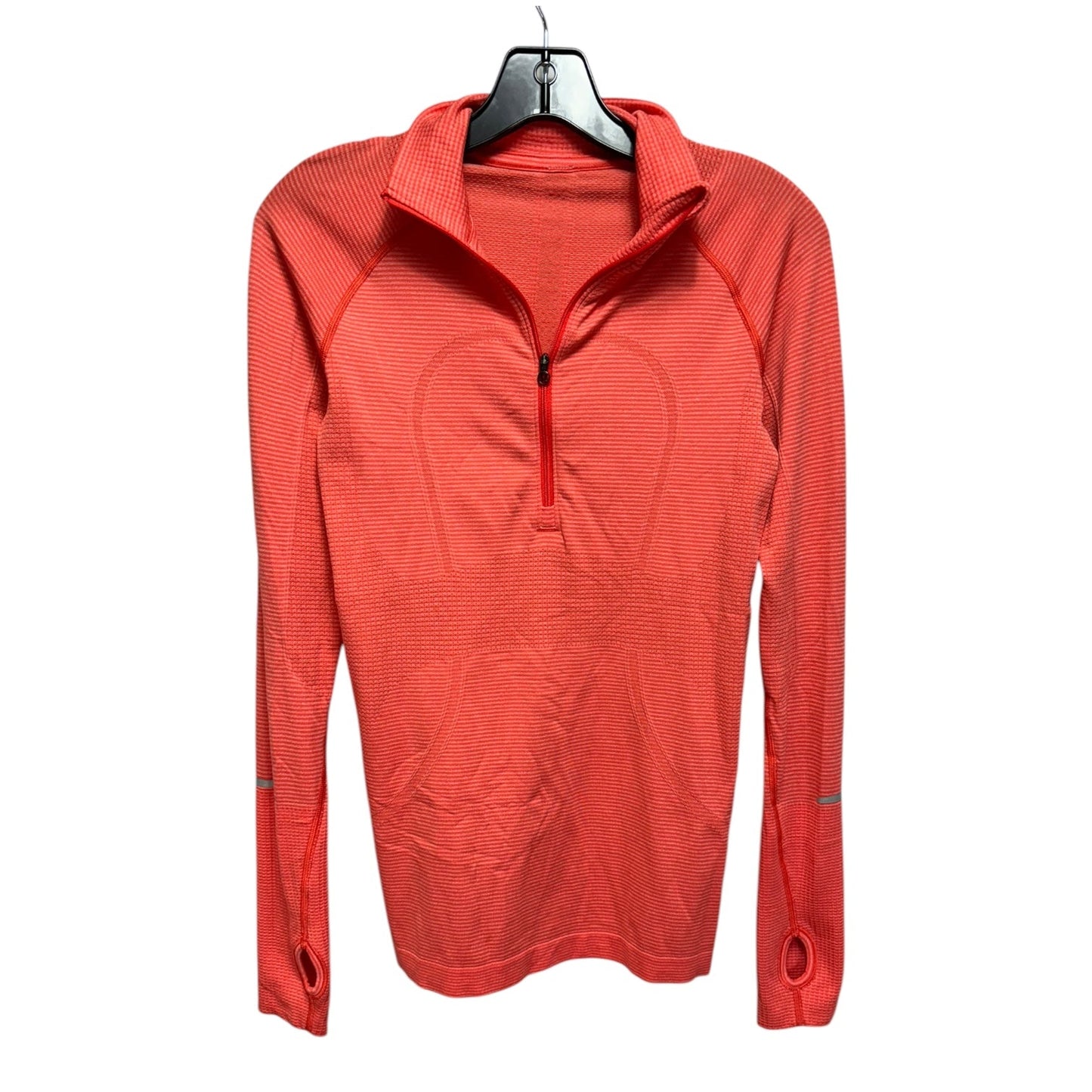 Athletic Top Long Sleeve Collar By Lululemon In Orange, Size: 6