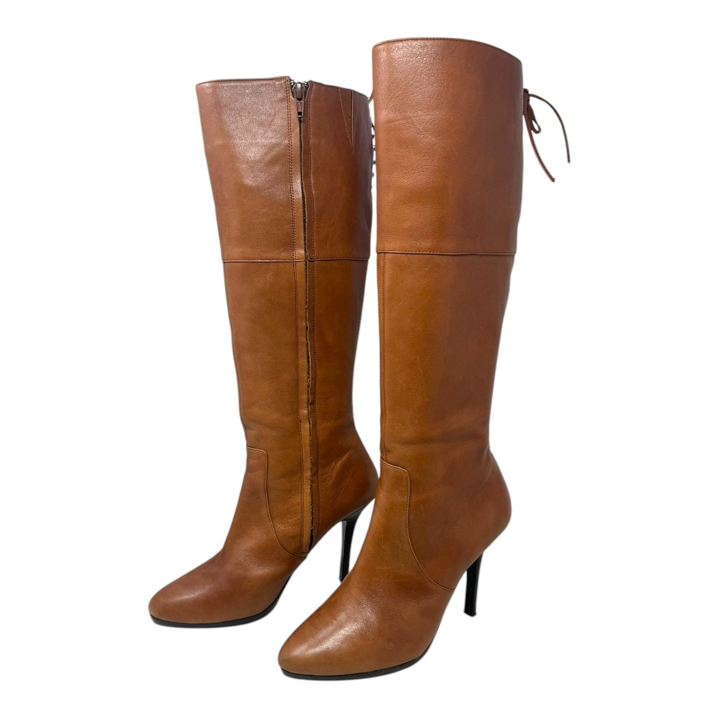 Lavinia Heeled Knee High Leather Boots By Ralph Lauren In Brown, Size: 7