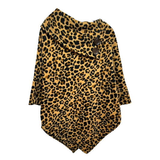 Fleece Button Poncho By Le Moda In Animal Print, Size: Osfm