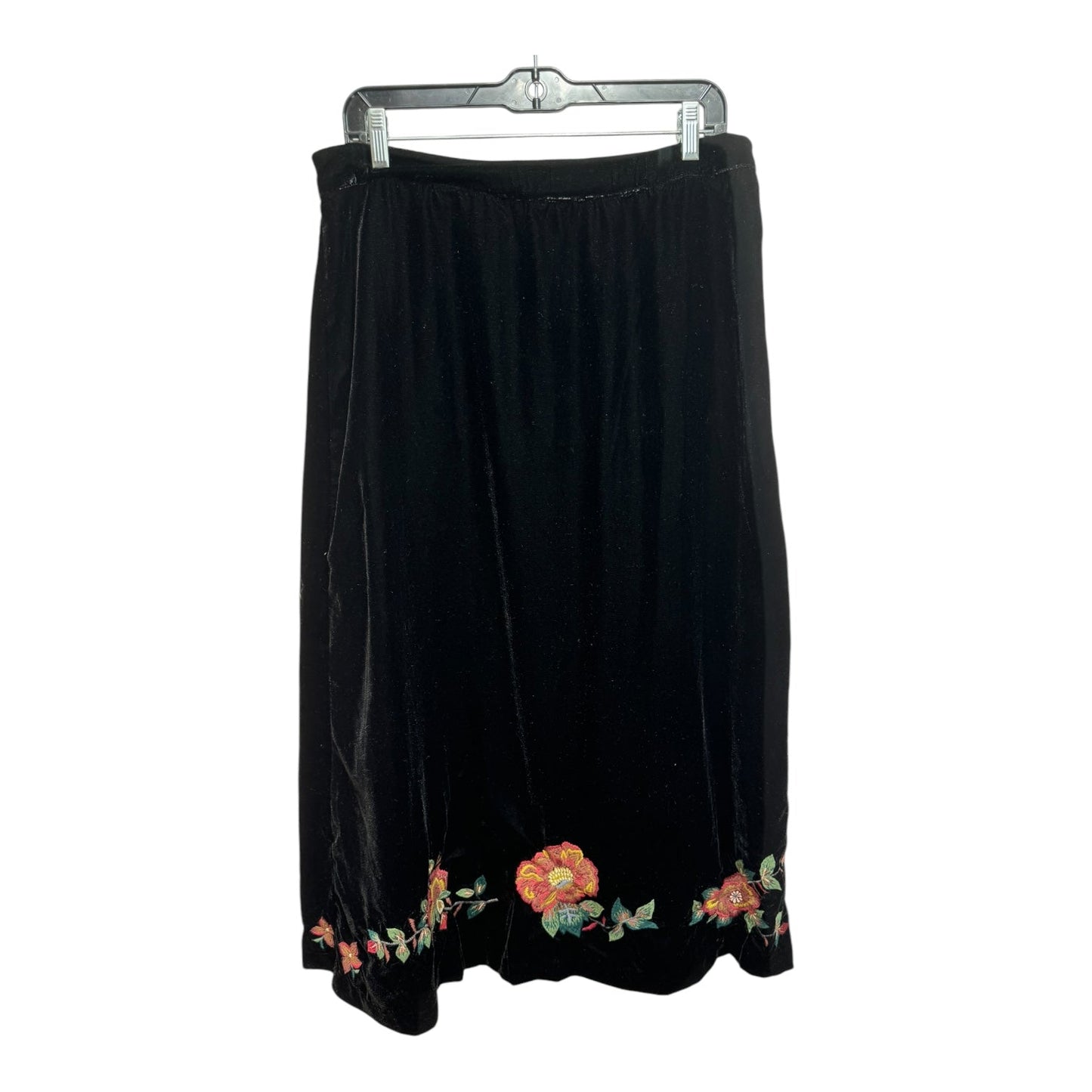 Velvet Embroidered Skirt Maxi By April Carnell In Black, Size: M