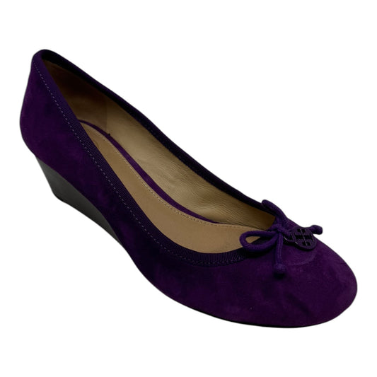 Chelsea Bow Wedge Shoes Designer By Tory Burch In Purple, Size: 7