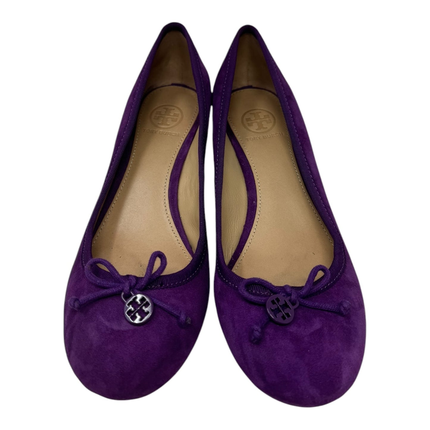 Chelsea Bow Wedge Shoes Designer By Tory Burch In Purple, Size: 7