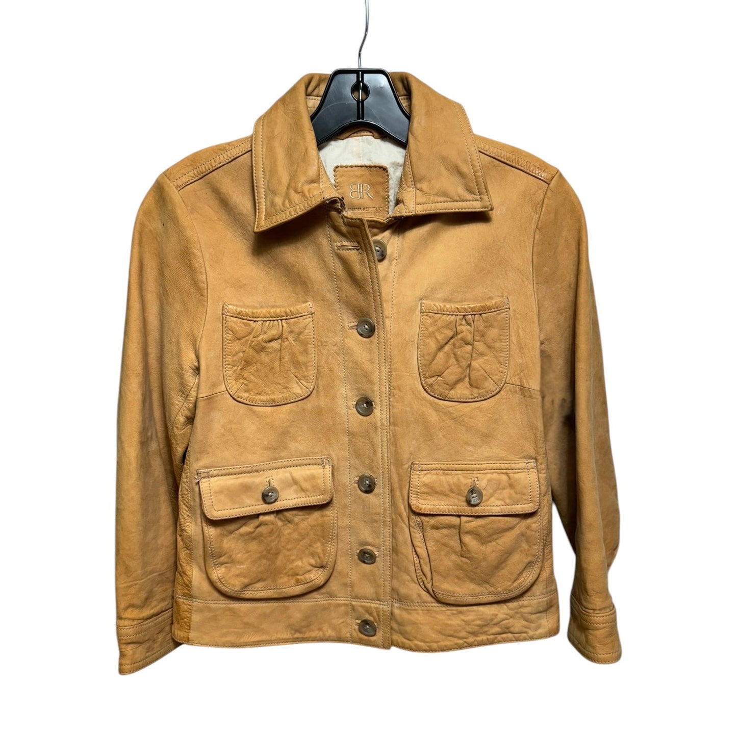 Pocket Jacket Leather By Banana Republic In Tan, Size: S