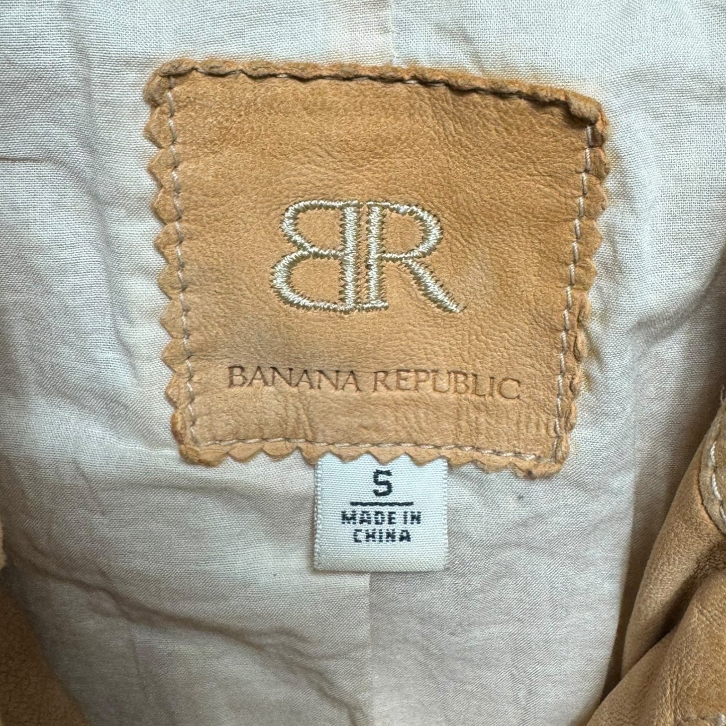 Pocket Jacket Leather By Banana Republic In Tan, Size: S