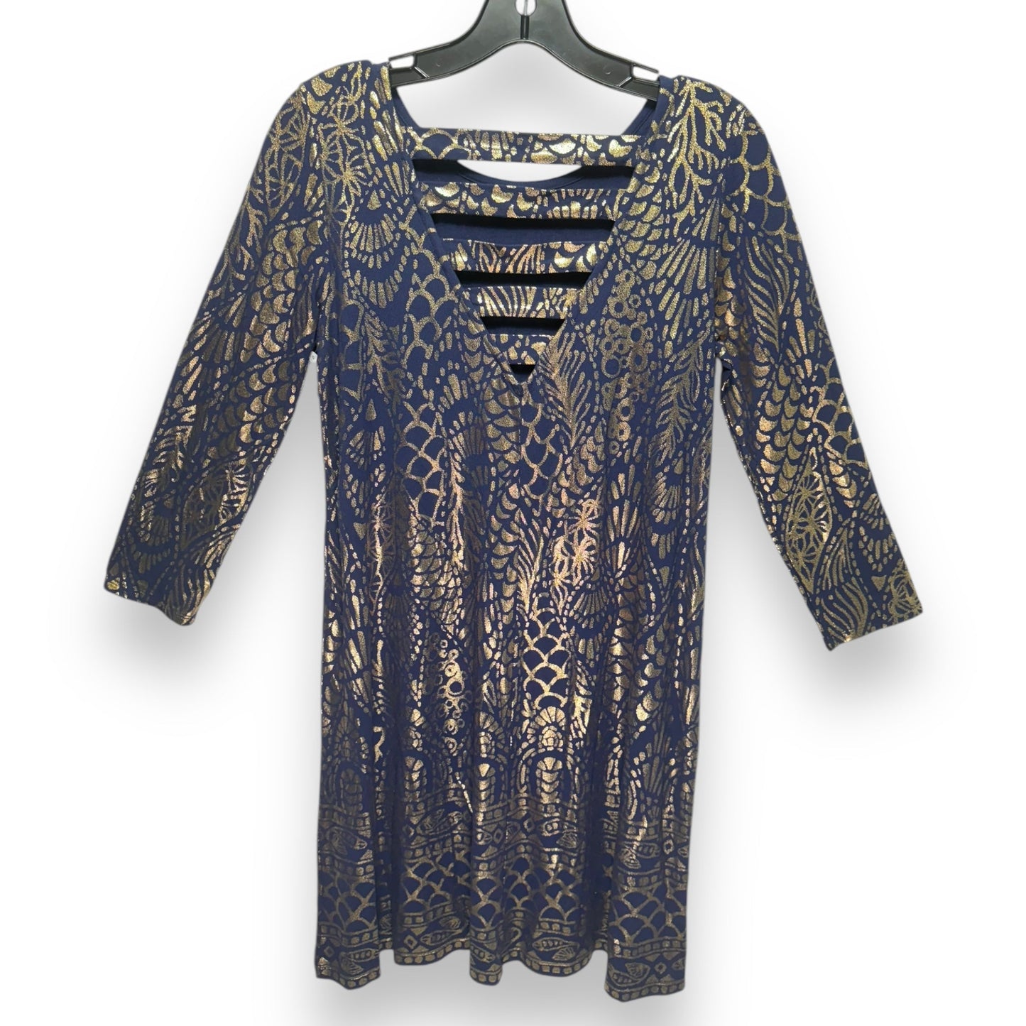 Dress Designer By Lilly Pulitzer In Blue & Gold, Size: S