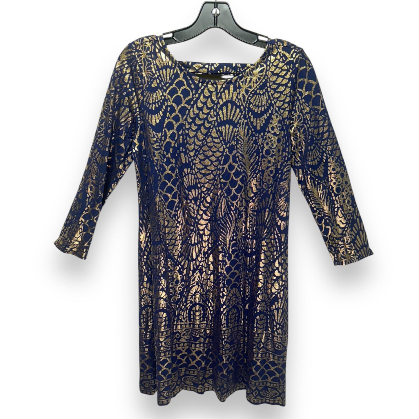 Dress Designer By Lilly Pulitzer In Blue & Gold, Size: S