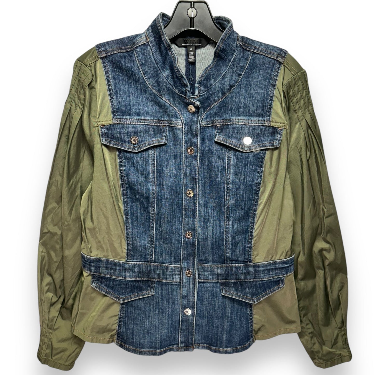 Jacket Denim By White House Black Market In Blue & Green, Size: 12