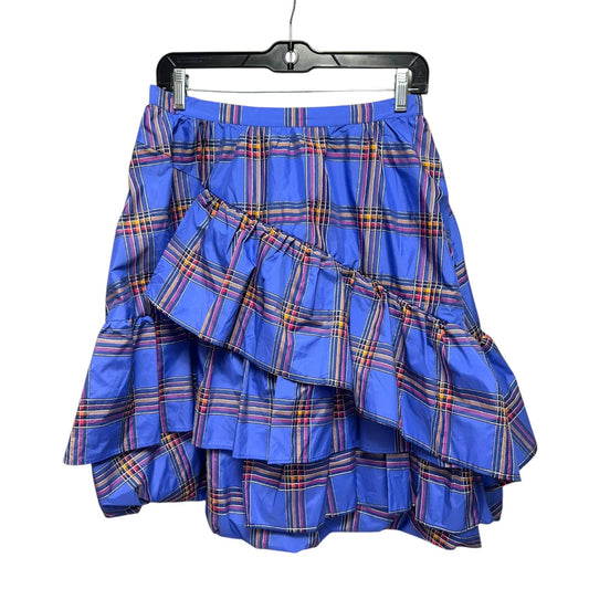 Tiered Ruffle Mini Skirt By Maeve In Plaid Pattern, Size: 8