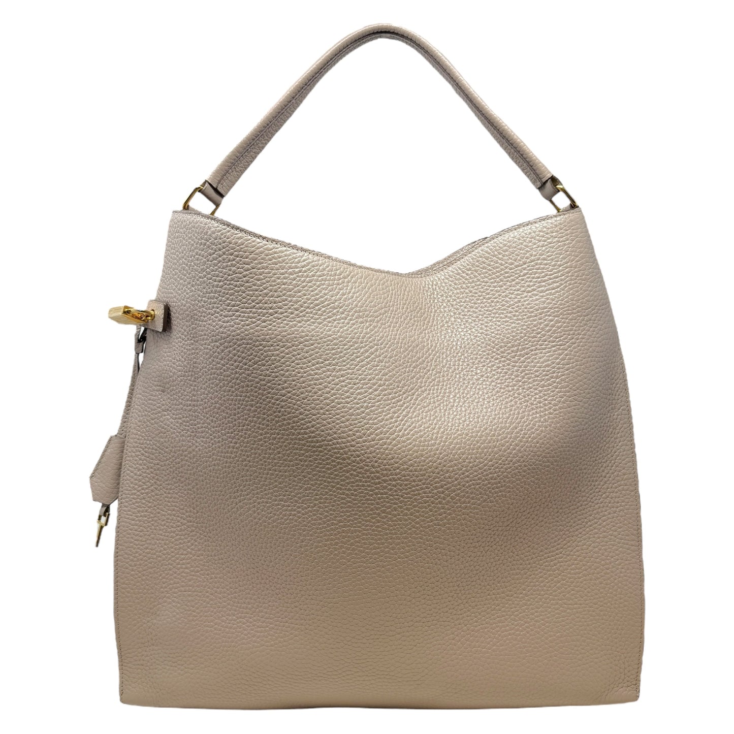 Grain Leather Alix Large Hobo Luxury Designer By Tom Ford In Silk Taupe, Size: Large