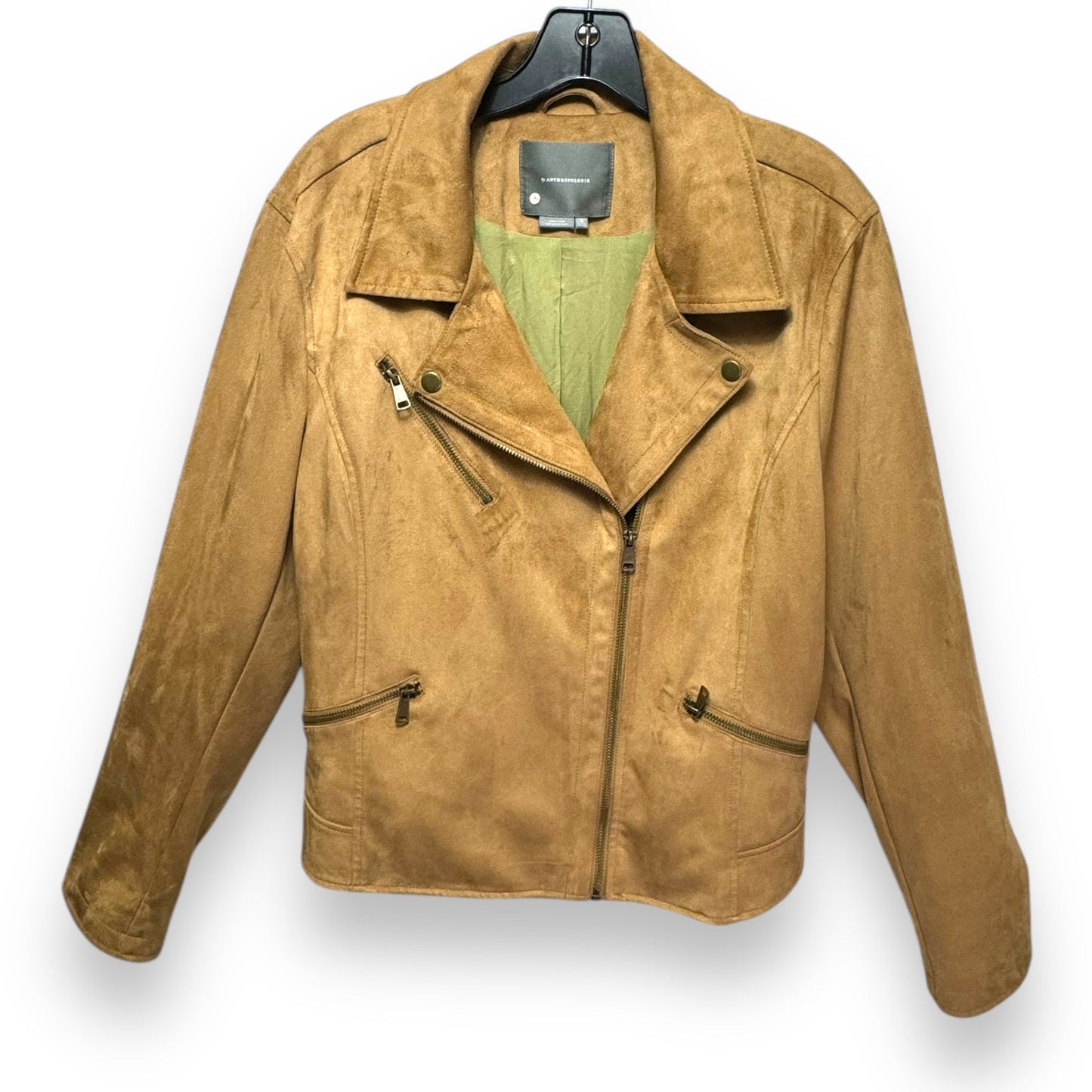 Leather Moto Jacket By Anthropologie In Tan, Size: XL