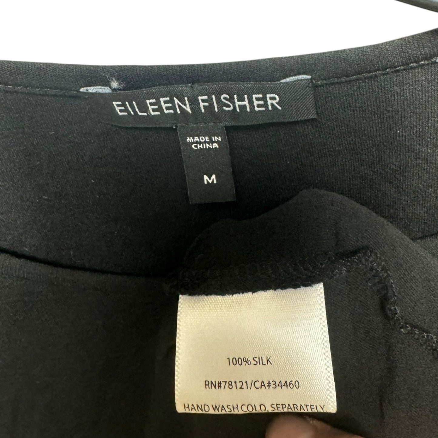 Silk Top Long Sleeve By Eileen Fisher In Black, Size: M