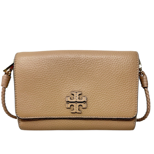 Taylor Flat Wallet Crossbody Designer By Tory Burch In Devon Sand, Size: Medium