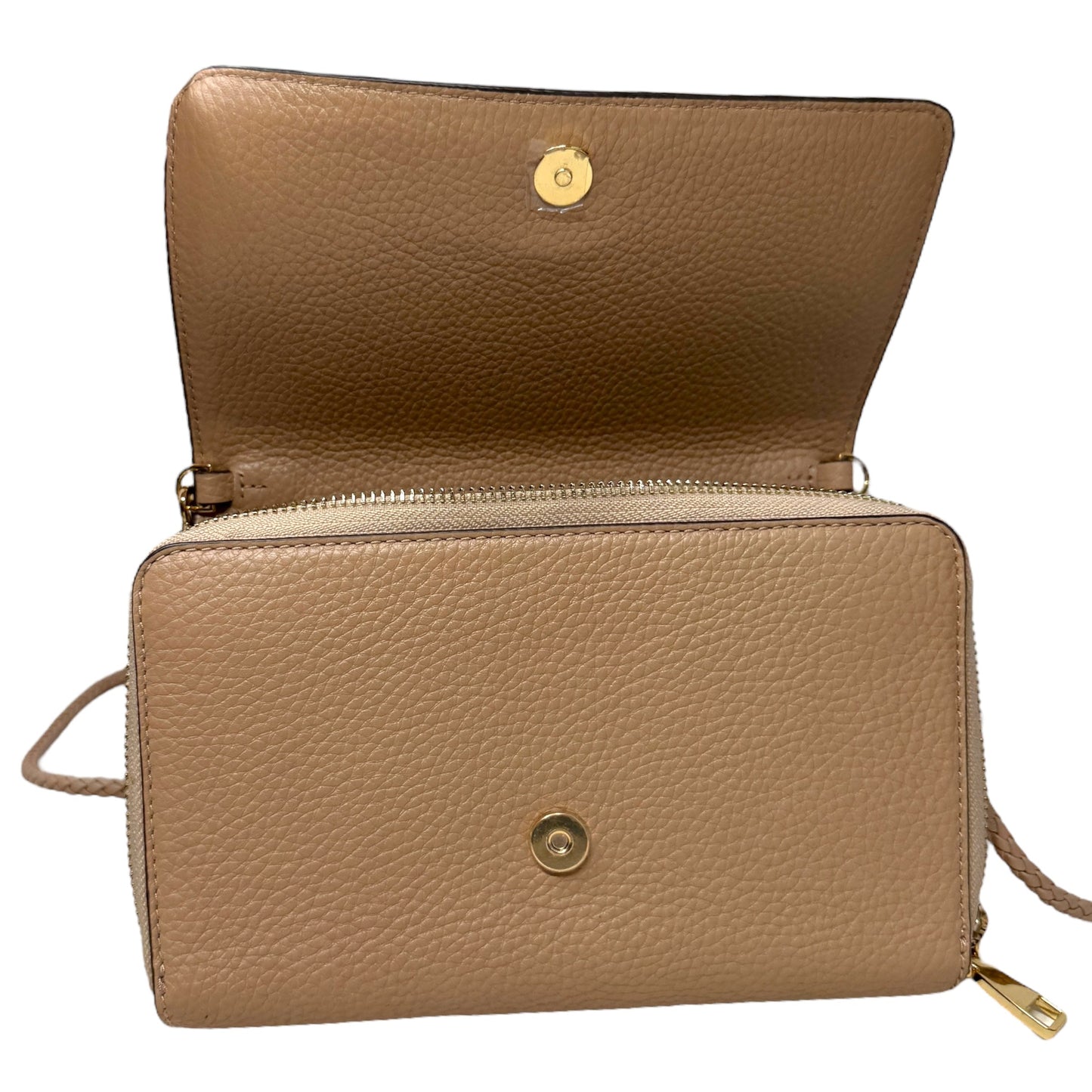 Taylor Flat Wallet Crossbody Designer By Tory Burch In Devon Sand, Size: Medium