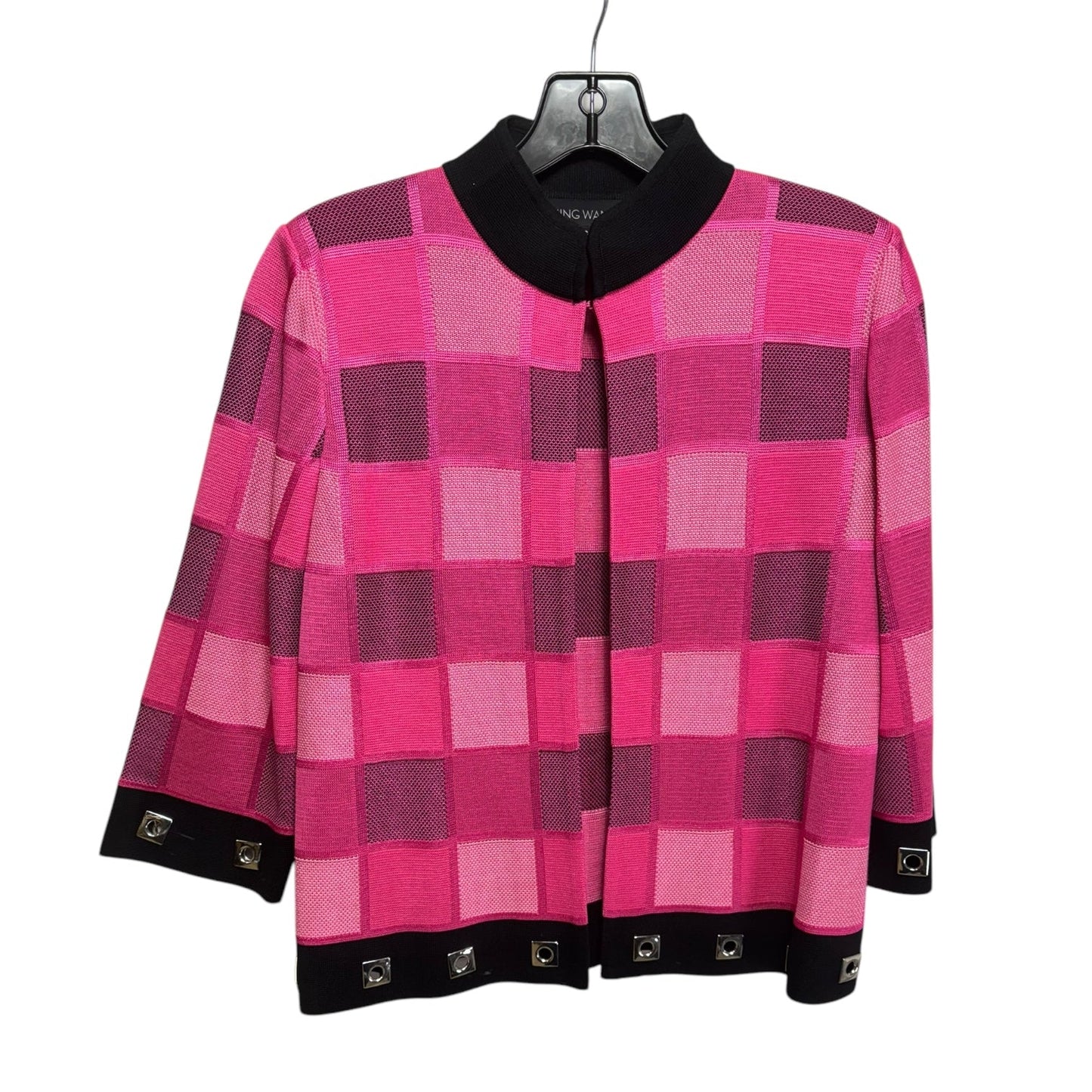 Knit Blazer By Ming Wang In Black & Pink, Size: Xs