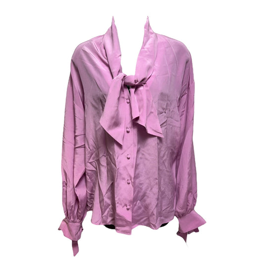 Silk Top Long Sleeve By Hugo Boss In Pink, Size: 4